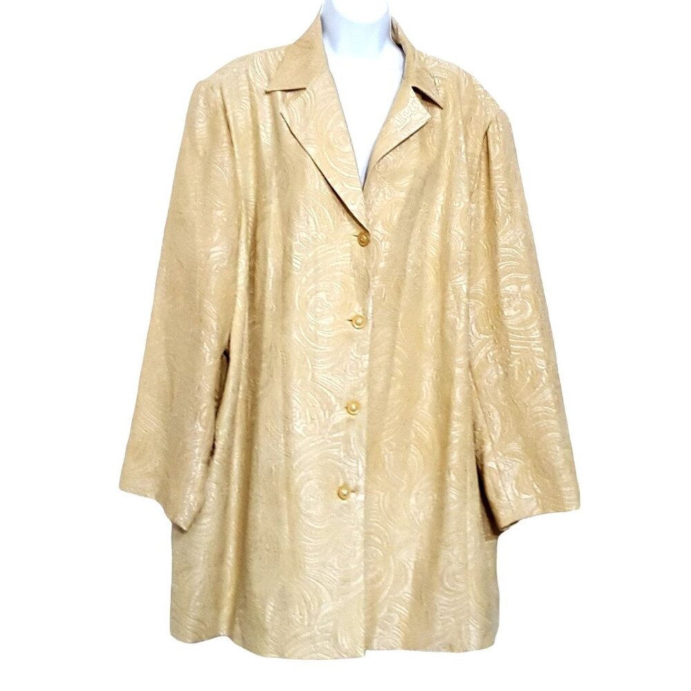 Russell Kemp Vintage‎ 70s Womens Coat 26W Button Textured Beige Regency